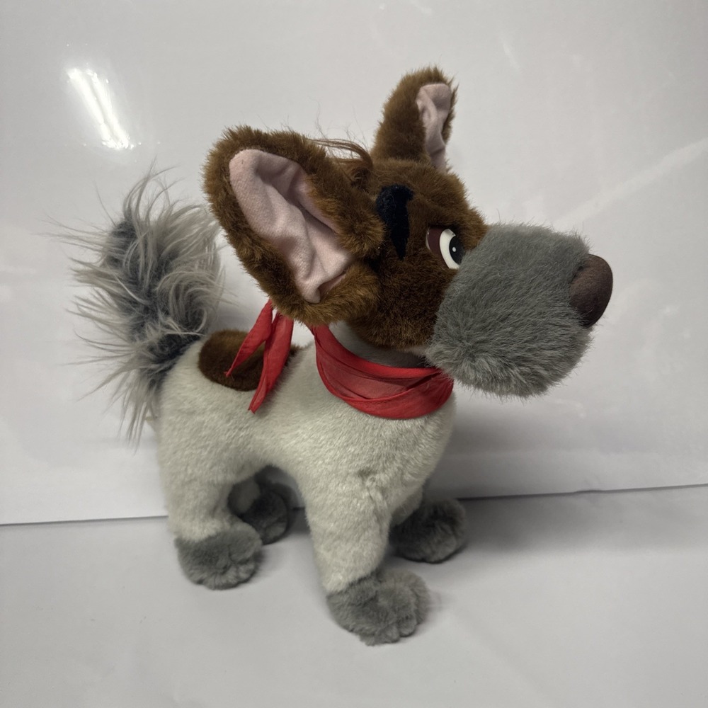 1988 Disney Oliver & Company DODGER Dog Standing Plush Scarf Vintage Sears K2